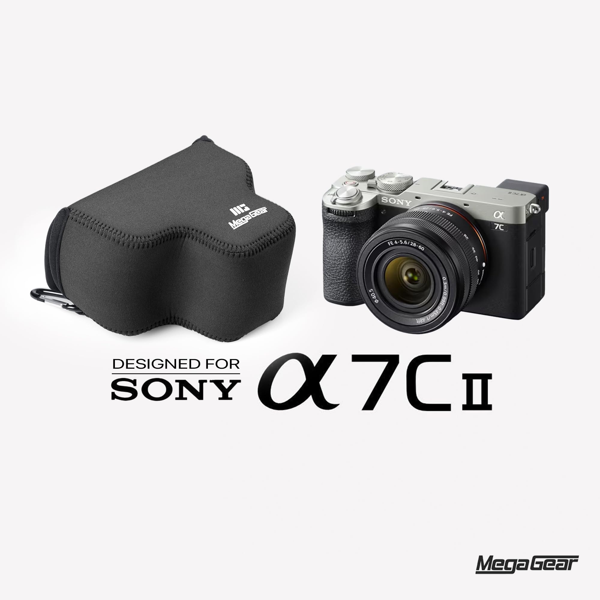 MegaGear Neoprenowe etui na aparat Sony Alpha a7C Mark II (28-60 mm) - stylowa i ochronna torba do fotografii cyfrowej, Czarny, Etui na aparat