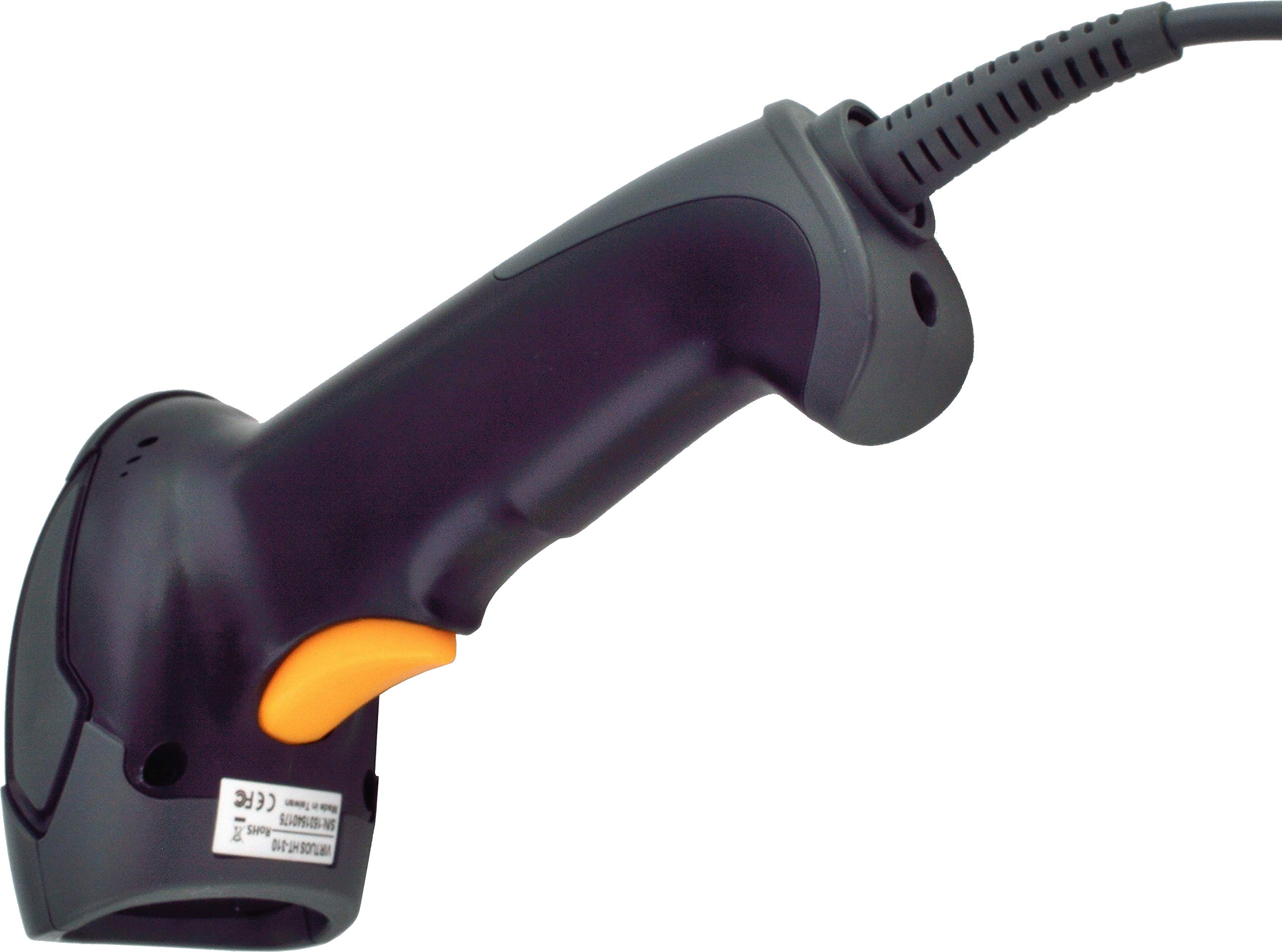 Lettore di codici a barre CCD, lettore di codici a barre, lettore manuale Virtuos HT-310A, a lunga durata, USB (tastiera/emulazione RS-232), con supporto, nero
