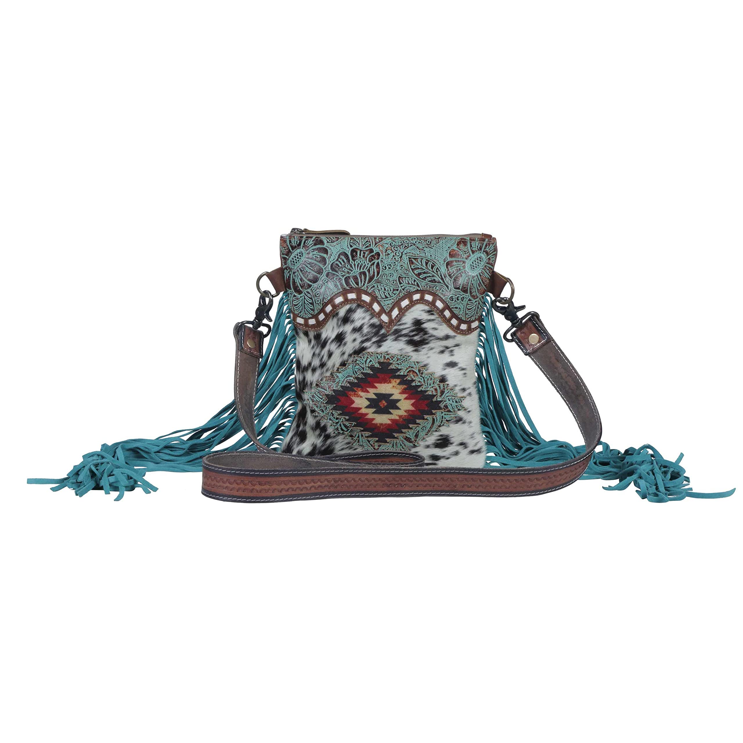 Myra Bag Viridian Leather & Hairon Bag S-3813