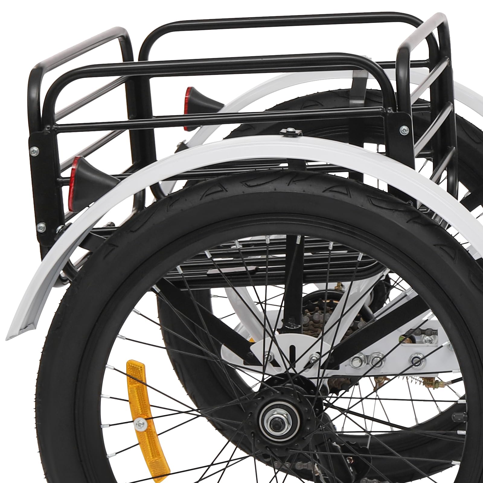 Triciclo plegable de 20 pulgadas para adultos, 7 velocidades con cesta de compras, cerradura, freno de disco delantero, freno de tambor trasero, bicicleta de 3 ruedas