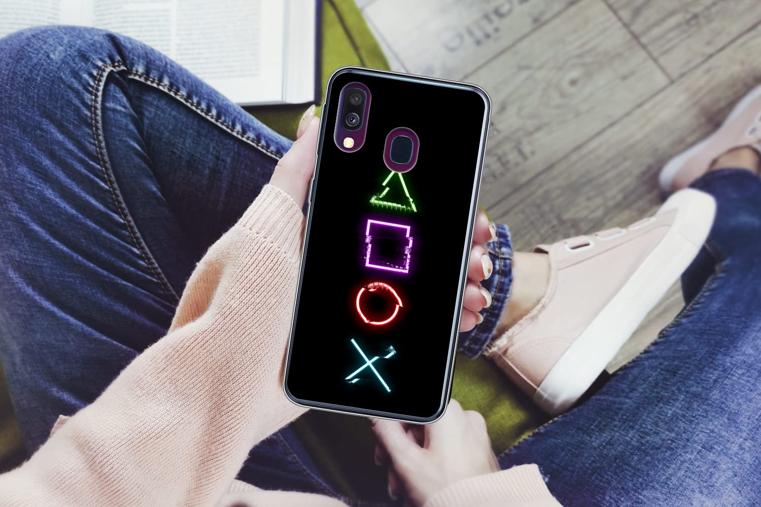 Funda para Samsung Galaxy A40 - Juego - Mando - Neón - Funda de Silicona/Funda Blanda para teléfono móvil