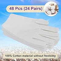 Vista 2 de 24 pares de guantes de algodón suave, lavables, hidratantes, aptos para eczema, elásticos para inspección de monedas, hombres y mujeres