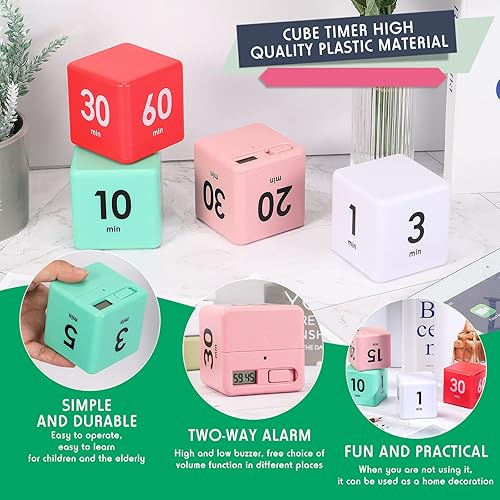 Miniatura 4 de Weewooday 4 piezas de temporizador de gravedad con sensor de gravedad, temporizador digital para gestión, duración, estudio de cocina en casa, 1, 3,