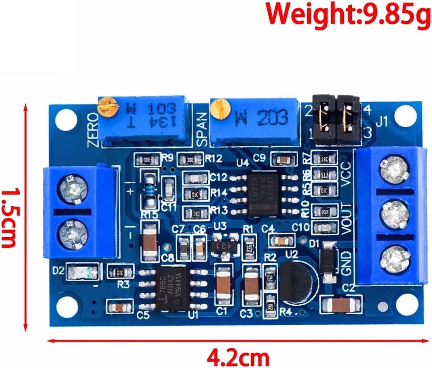 Current To Voltage Module 0-20mA/4-20mA to 0-3.3V/0-5V/0-10V Voltage Transmitter Signal Converter Module