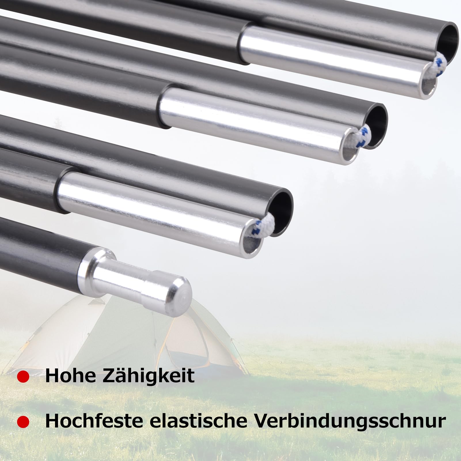 Azarxis Zeltstange Reparatur Set, Alu Teleskopstangen, Ersatzgestänge Einstellbar Zubehör für Zelt Camping Wandern