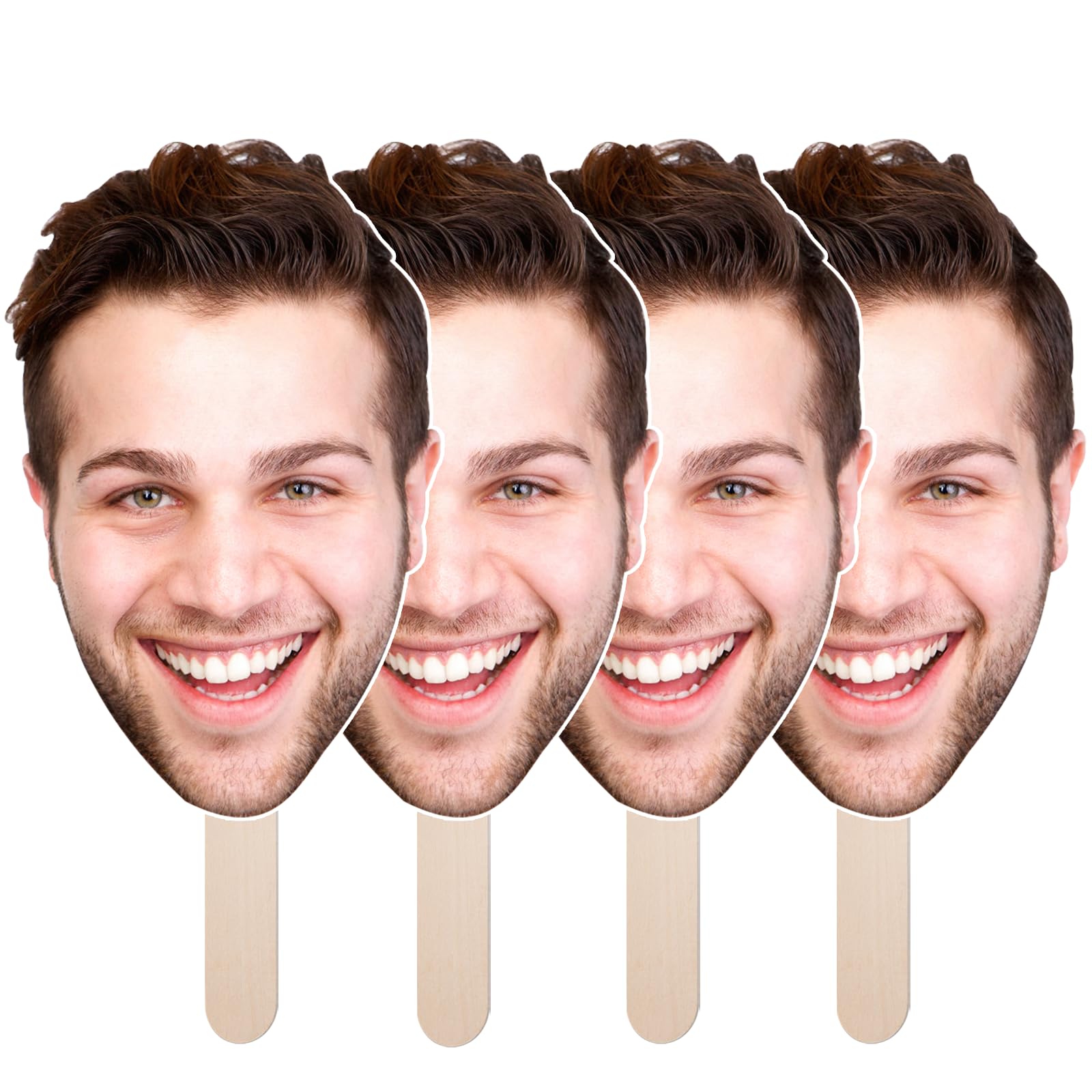 EZISHIPS Custom Big Head Cutout with Your Photo, Fun Face Cardboard Cutout, Personalized Cardboard Contour Cuts for Parties, Weddings, Family Events, Durable, Big Face with Sticks, 18'' to 36