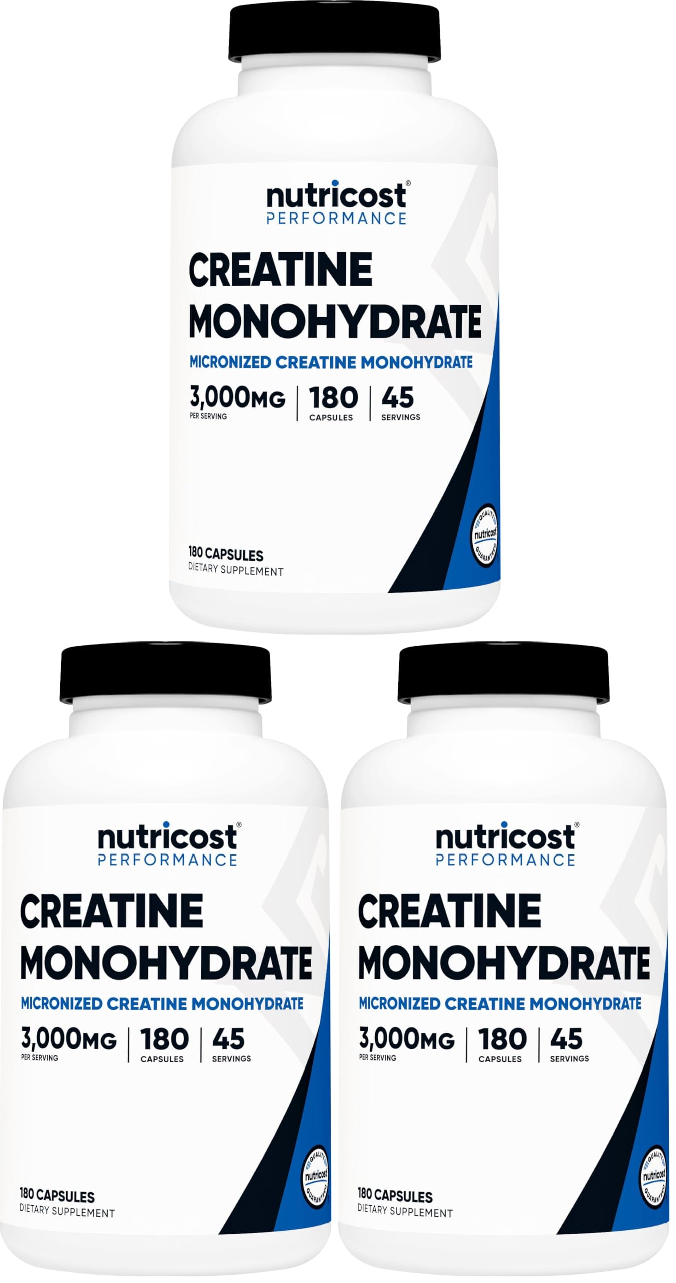 Nutricost Creatine Monohydrate 3,000mg, 180 Capsules (750mg Per Capsule) - Gluten Free, Non-GMO (Pack of 3) 180 Count (Pack of 3)