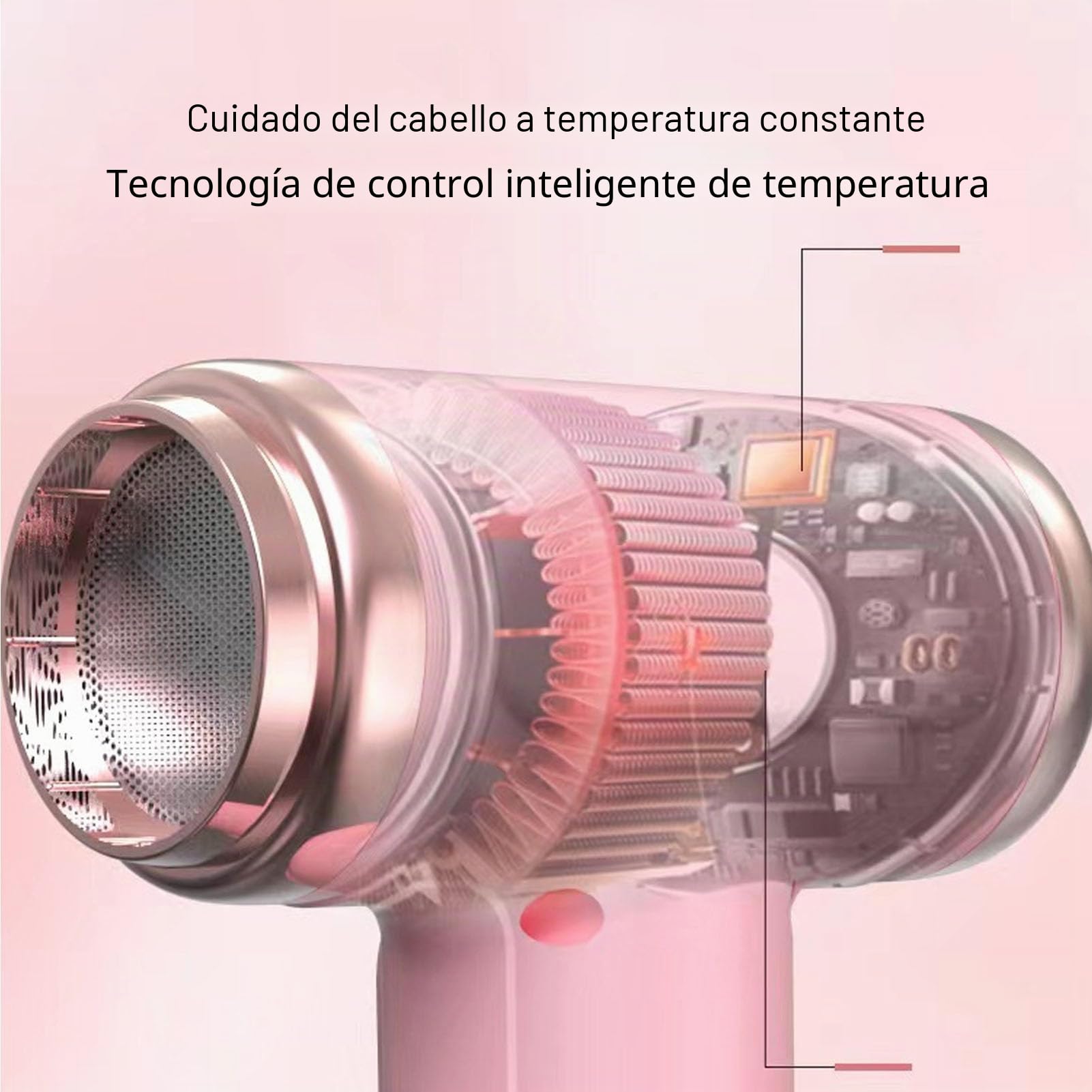 Secador de pelo inalámbrico de viaje de 200 W, secador de pelo portátil USB C recargable, con pantalla digital, 3 velocidades de viento y 3 temperaturas, motores de cepillo (rosa)