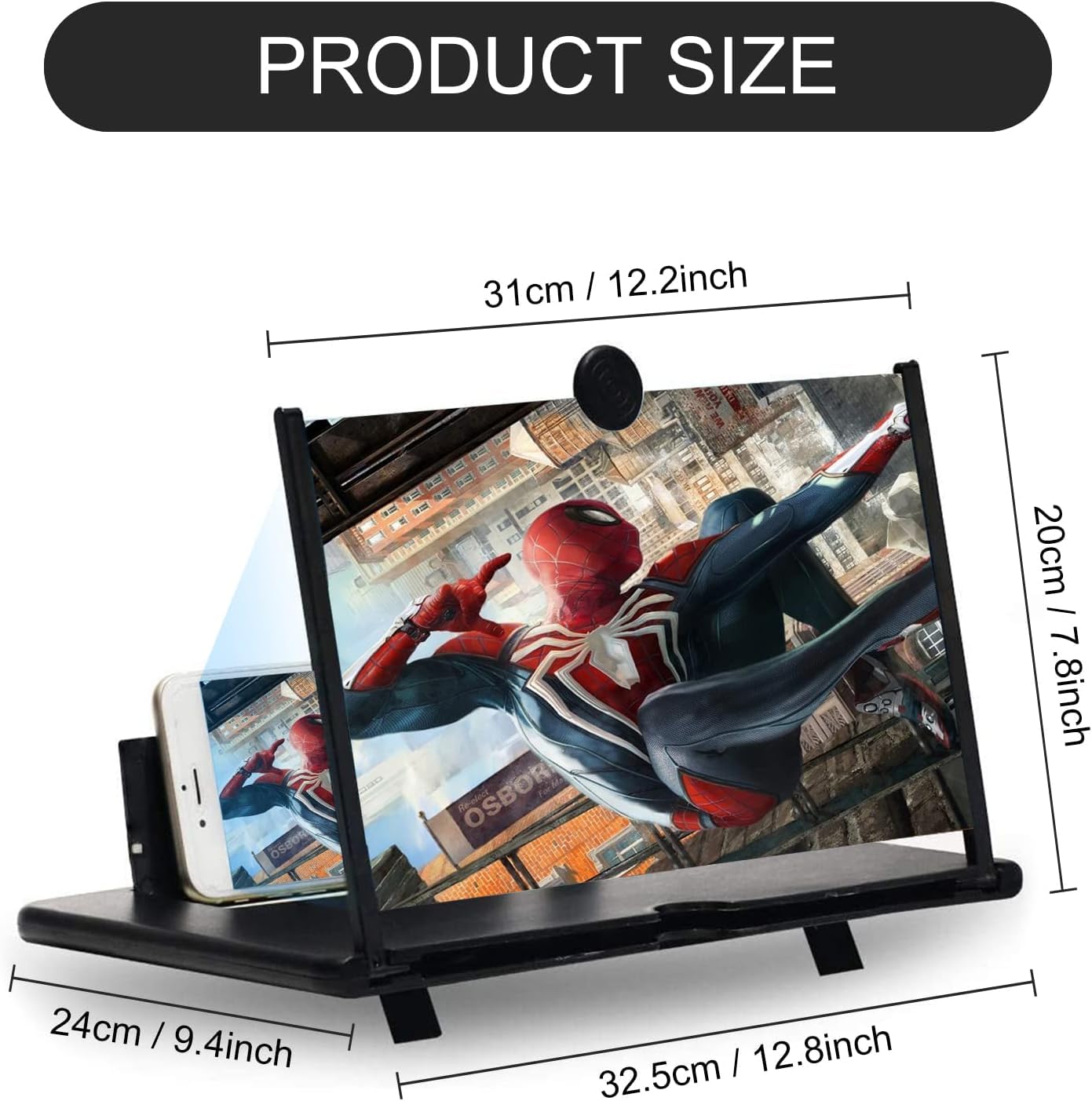 Loupe D'Écran 3D HD Pour Smartphone 14" - Amplificateur D'Écran Portable Et Pliable - Support Inclus - Vision Cinéma