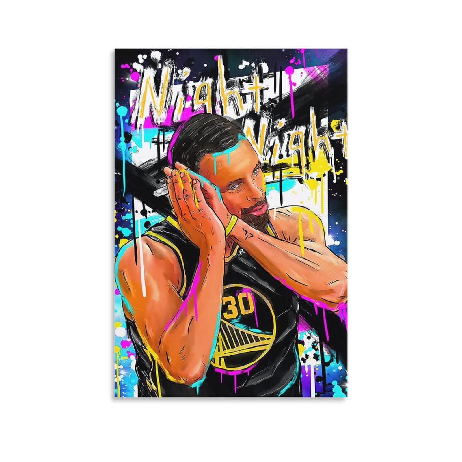 Steph Curry Night Night Poster Decorative Painting Canvas Wall Posters and Art Picture Print Modern Family Bedroom Decor Posters 12x18inch(30x45cm)