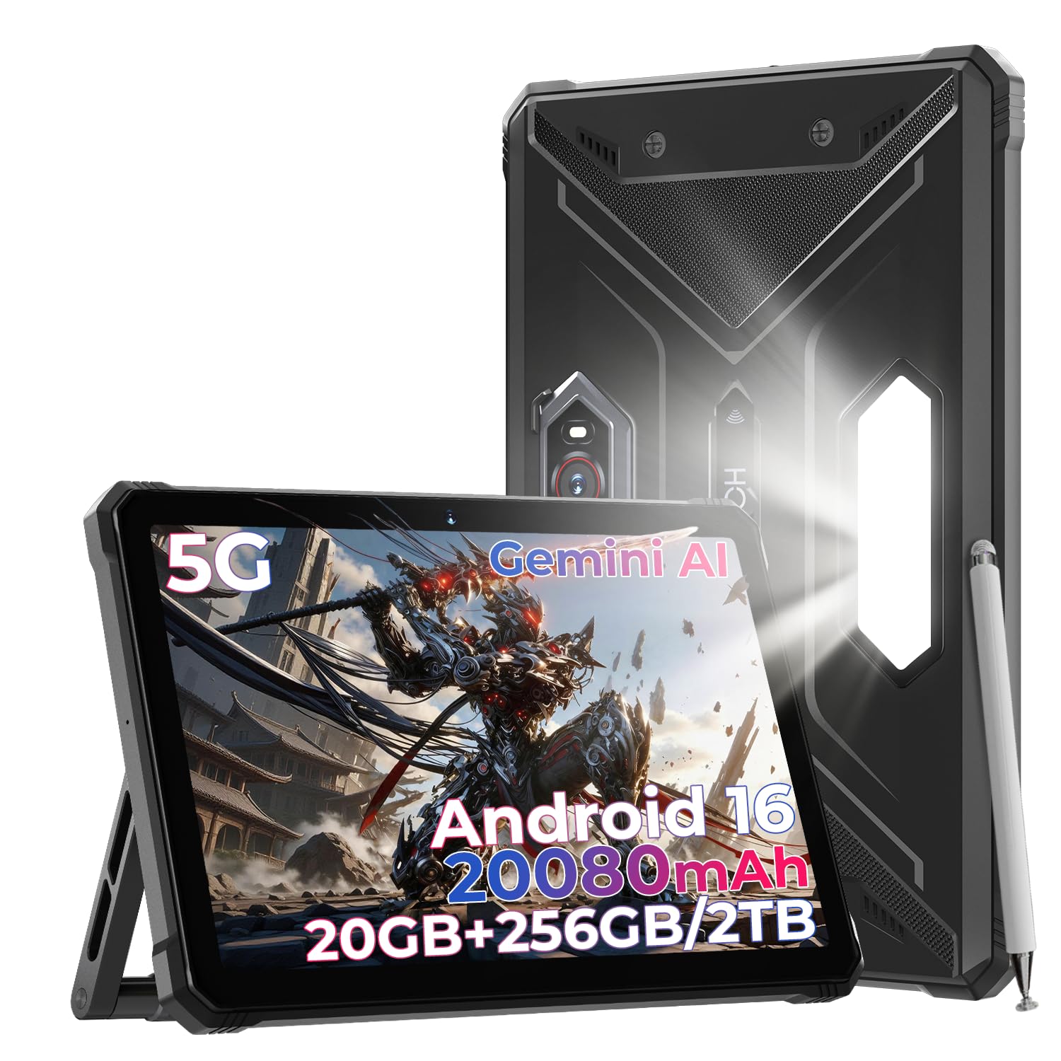 R9 PRO MAX 5G 20080mAh Rugged Tablet with Bracket and Stylus