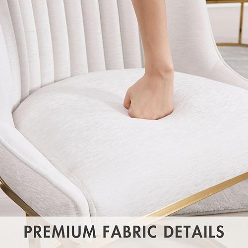 Miniatura 8 de Juego de 4 sillas de comedor modernas, sillas de cocina tapizadas con patas de metal cromado dorado, respaldo redondo, taburetes decorativos de