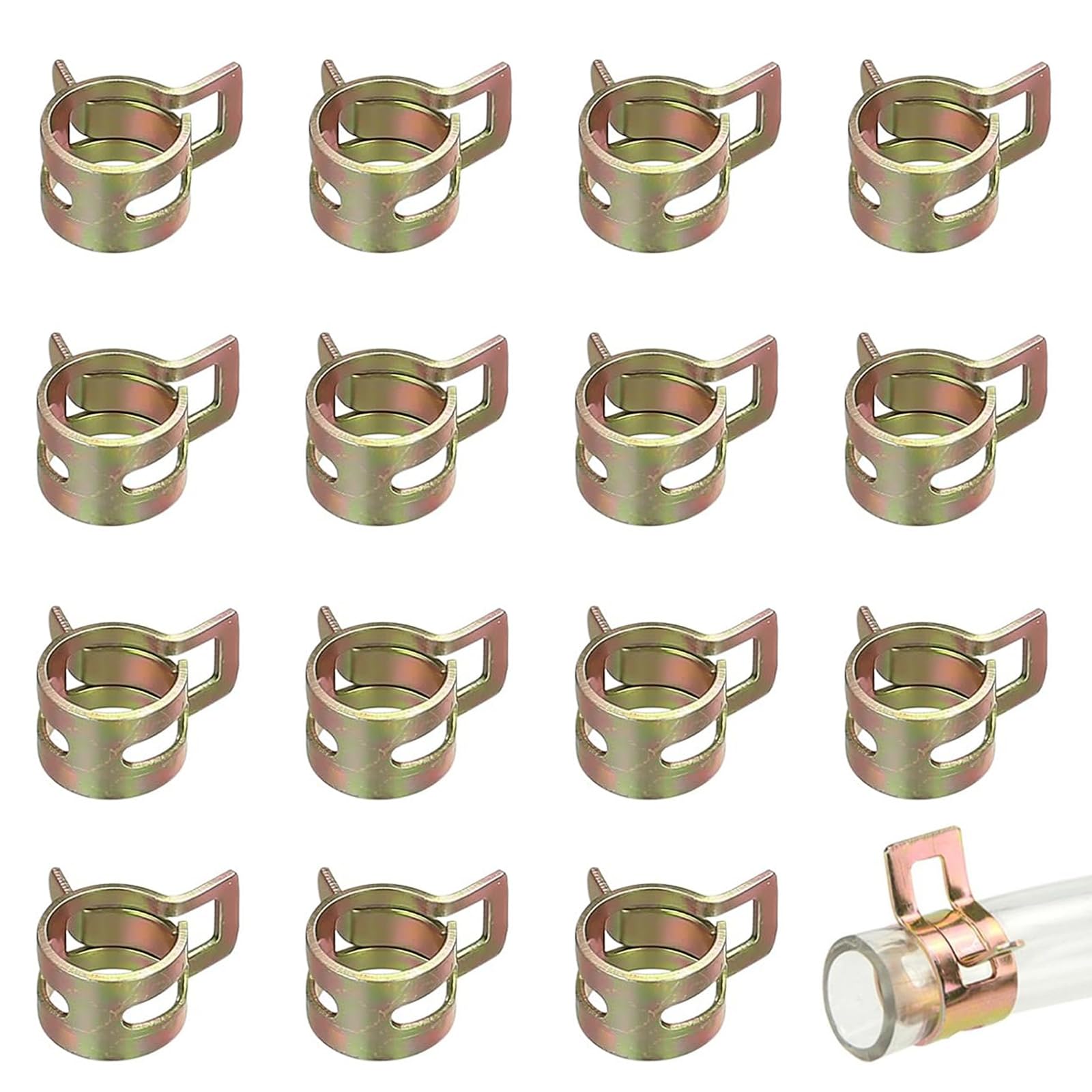 Fworuais 15Pcs Spring Clamps,12Mm Band Type Fuel Line Clips,Water Pipe Air Tube Silicone Vacuum Hose Clamp Fastener For Fuel Hose Line