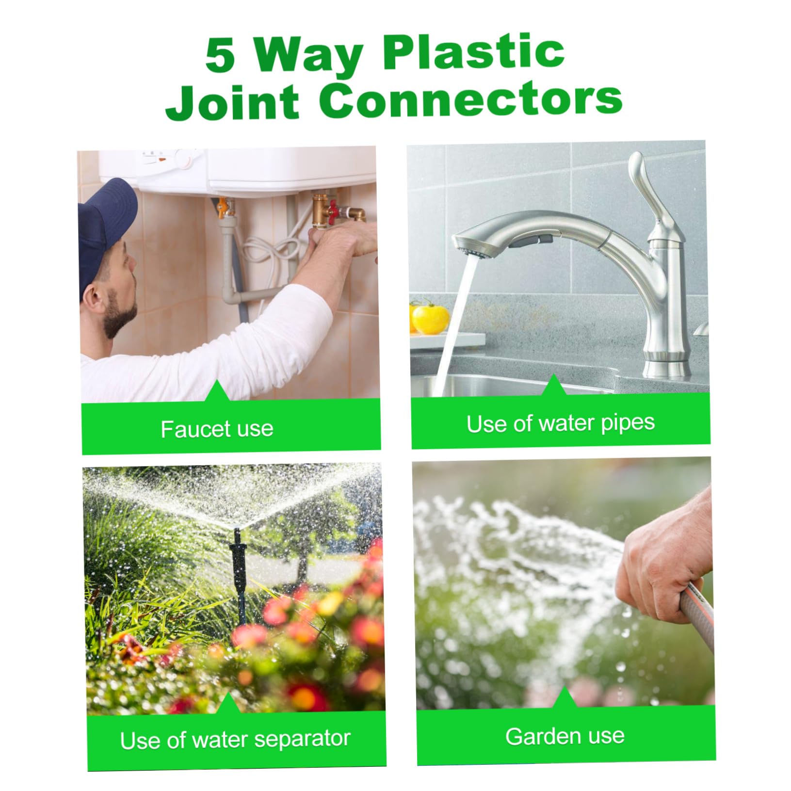 Gatuida 20 Pezzi Raccordi per Tubo Acqua in PVC 5 Vie Design Multifunzionale Facile da Usare per Riparazione e Sostituzione in Casa Bianco 20mm