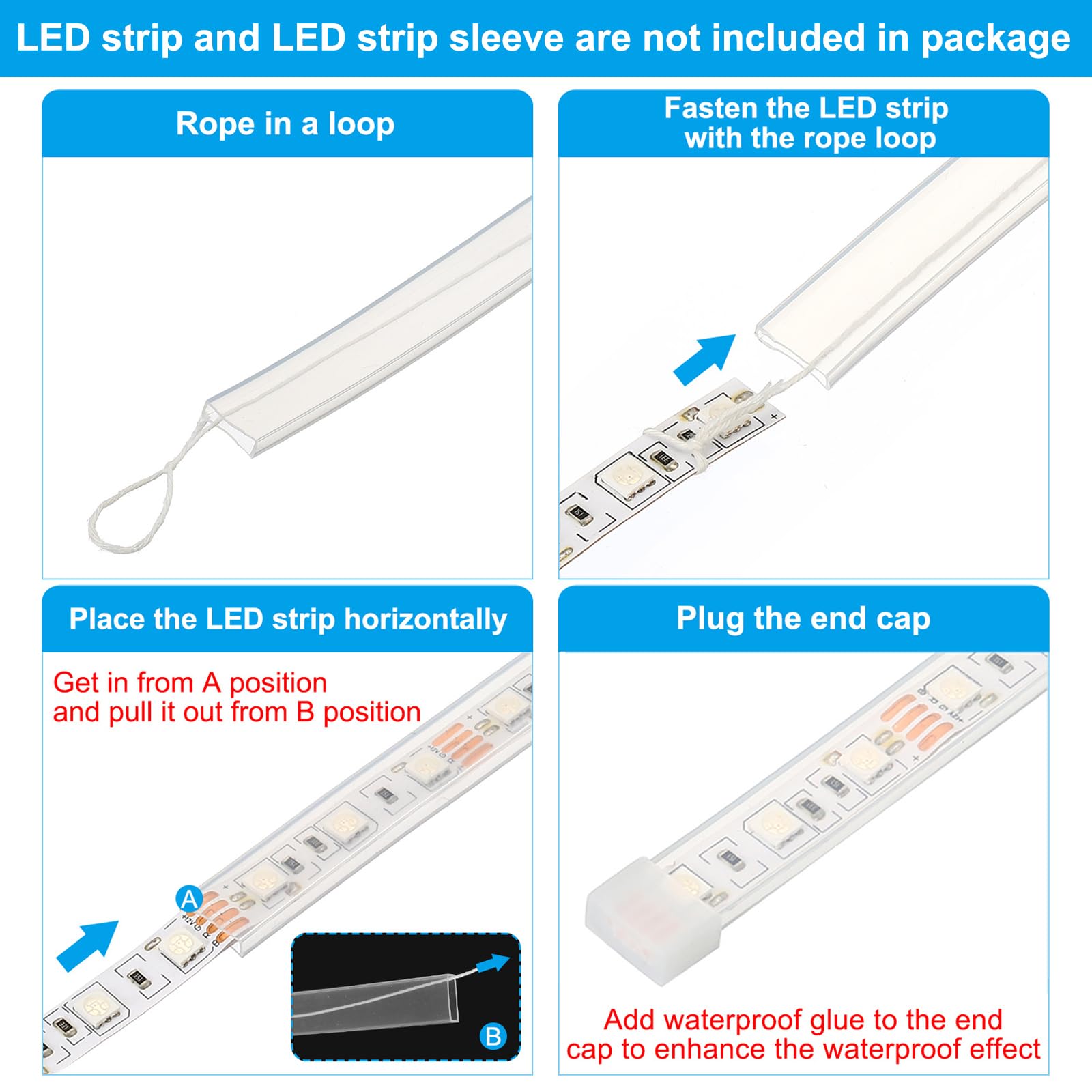 PATIKIL Silicone End Cap Plug Cover for Strip Light 20 Pack IP67 Waterproof with 2 Holes Fit 5050 10mm Wide LED Strip Light - Image 4
