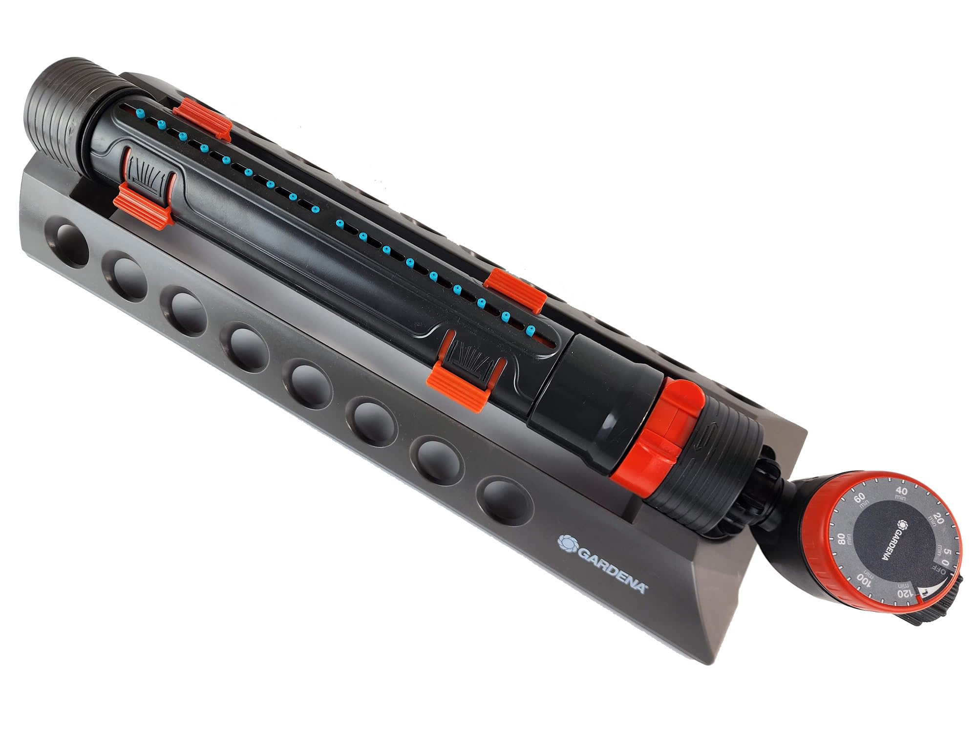 GARDENA - Aquazoom 3900 Quadratfuß Oszillierender Sprinkler mit stufenlos verstellbarer Breitensteuerung, Durchflusskontrolle und Wassertimer, grau, 1697034