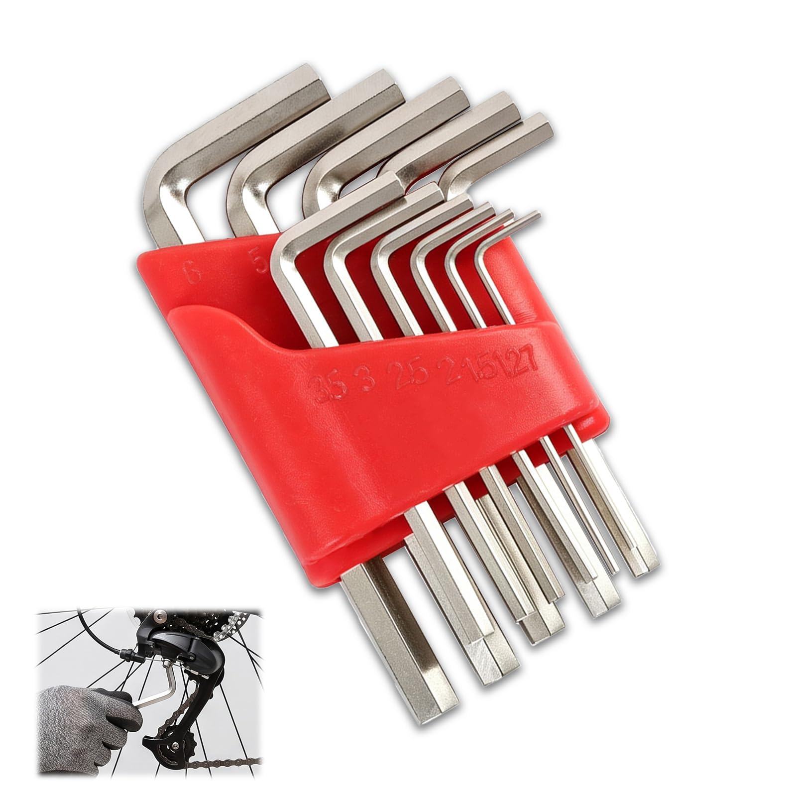 Maggasacca 11 Pcs Metric Hex Allen Key, Allen Key Set 1.27-6mm Long and Short Arm Sizes of Chrome Vanadium Steel, Wrench Set for Vehicle, Disassembling Mechanical Equipment, and Bicycle Repairs