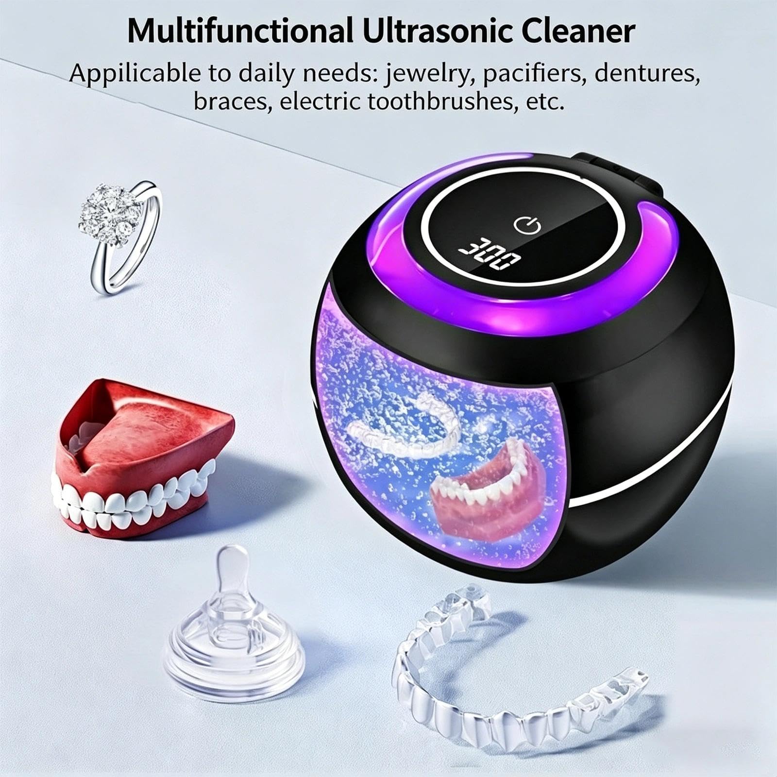 Dentaclean Nettoyeur à Dentier Ultrasons, 2026 Nouveau Stérilisateur Ultrasonique Uv 42000hz, Pour Gouttières Et Dentiers, Aligneurs,Protège - Dent(A)