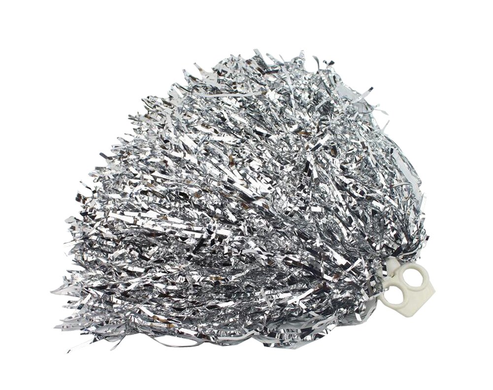 BENLIUDH Pompon Da Cheerleader In Plastica Metallizzata | Set Da 2 Pezzi Argento | Per Tifo E Festa | Lunghezza 35 Cm - 4