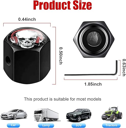 Miniatura 8 de 4 tapas de vástago de válvula de neumático con bloqueo, diseño hexagonal antirrobo, cubierta de vástago de válvula de neumático de automóvil con