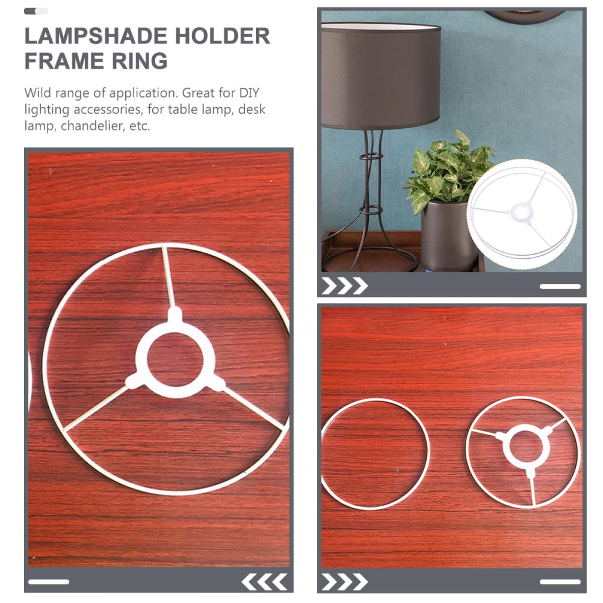 Cadres Métalliques pour Abat-Jour en Fer 35 CM, Support Double Cercle pour Lampes de Table et Lampadaire, Accessoire de Bricolage pour Luminaire Intérieur Salon