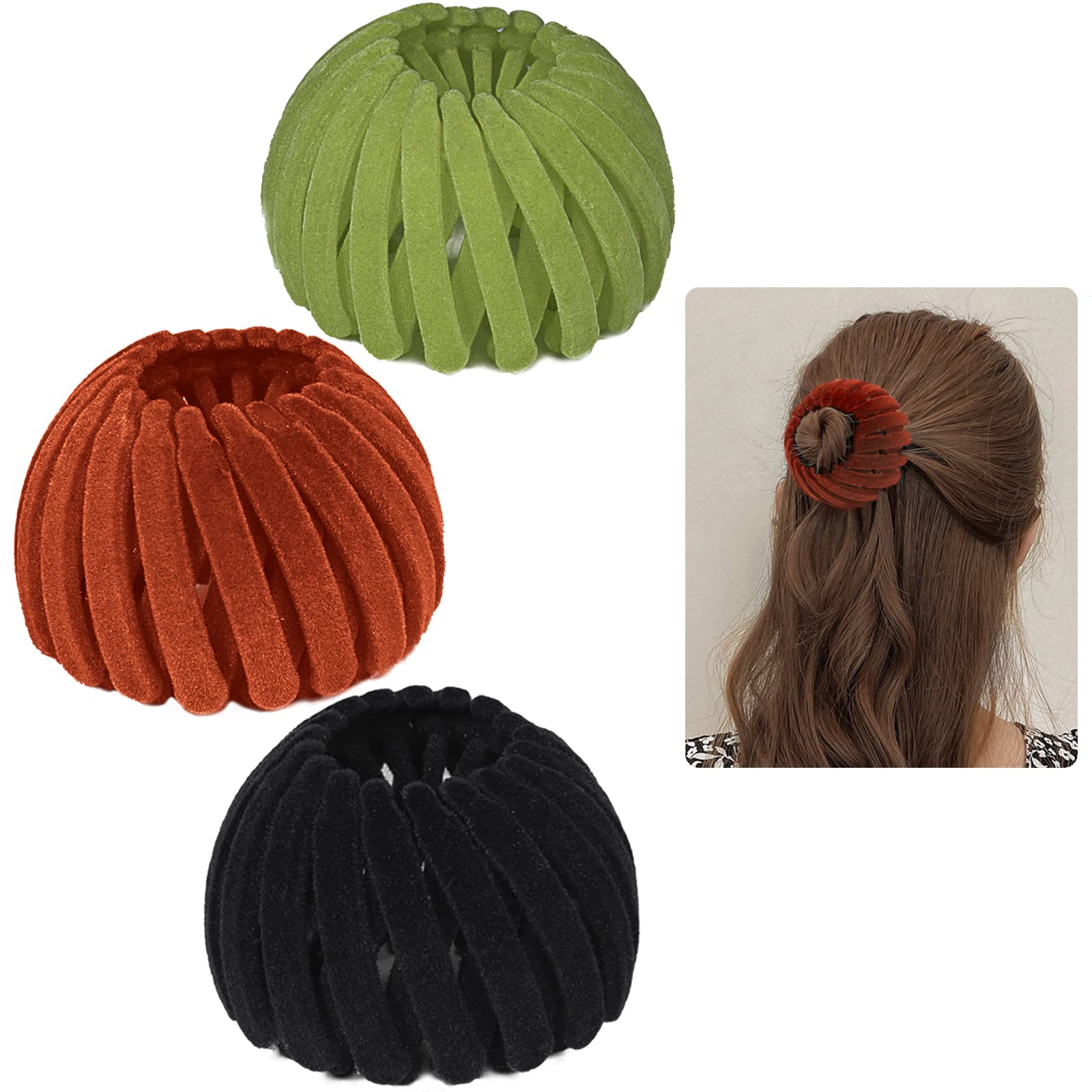 3 Pcs Bird Nest Hair Clips Holder Ponytail Holder Bun Barz Bun Clip Accessories for Women and Girls (Color-6)