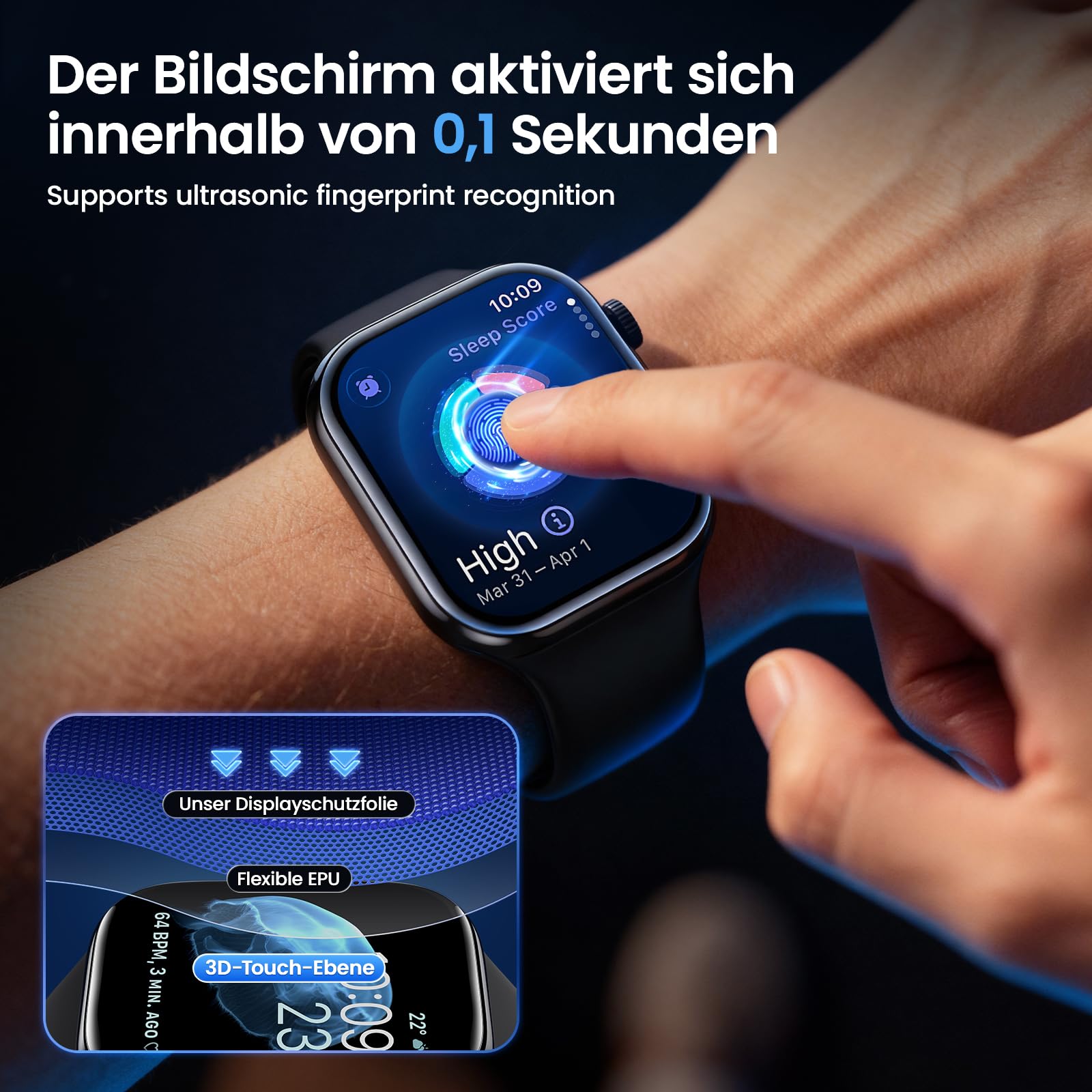 UniqueMe Folia ochronna na wyświetlacz Apple Watch 46 mm, 4 sztuki folii ochronnej do iWatch Series 11/10, bez kurzu i pęcherzyków powietrza, folia HD TPU [łatwa instalacja]