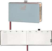 BEZEND Agenda 2026 Semainier de Poche 9 x 16,5 cm Vertical 1 Semaine 2 Pages avec Rose Gold Bord de Papier - Couverture Rigide en PU, Bleu Hollandais