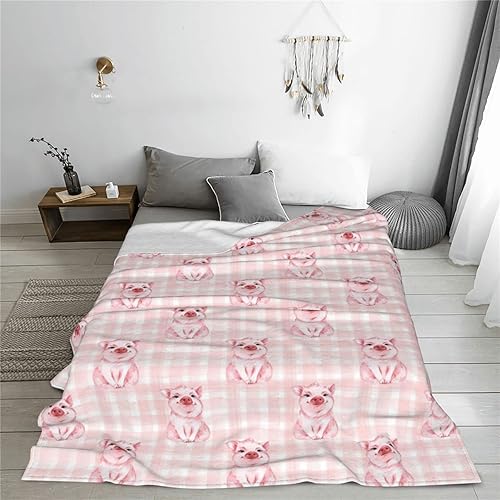Miniatura 3 de Manta de cerdito rosa con diseño de cerdito rosa, suave, ligera y acogedora manta de franela de vellón para sofá o dormitorio, 60 x 50 pulgadas