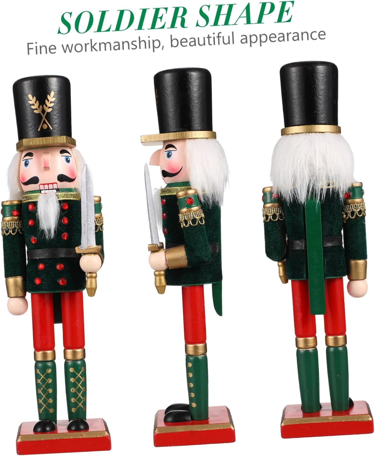 SEWACC Pirate Nutcracker Figures Wooden Nutcracker Ornaments Festive Christmas Puppet Wooden for Shelves Tables
