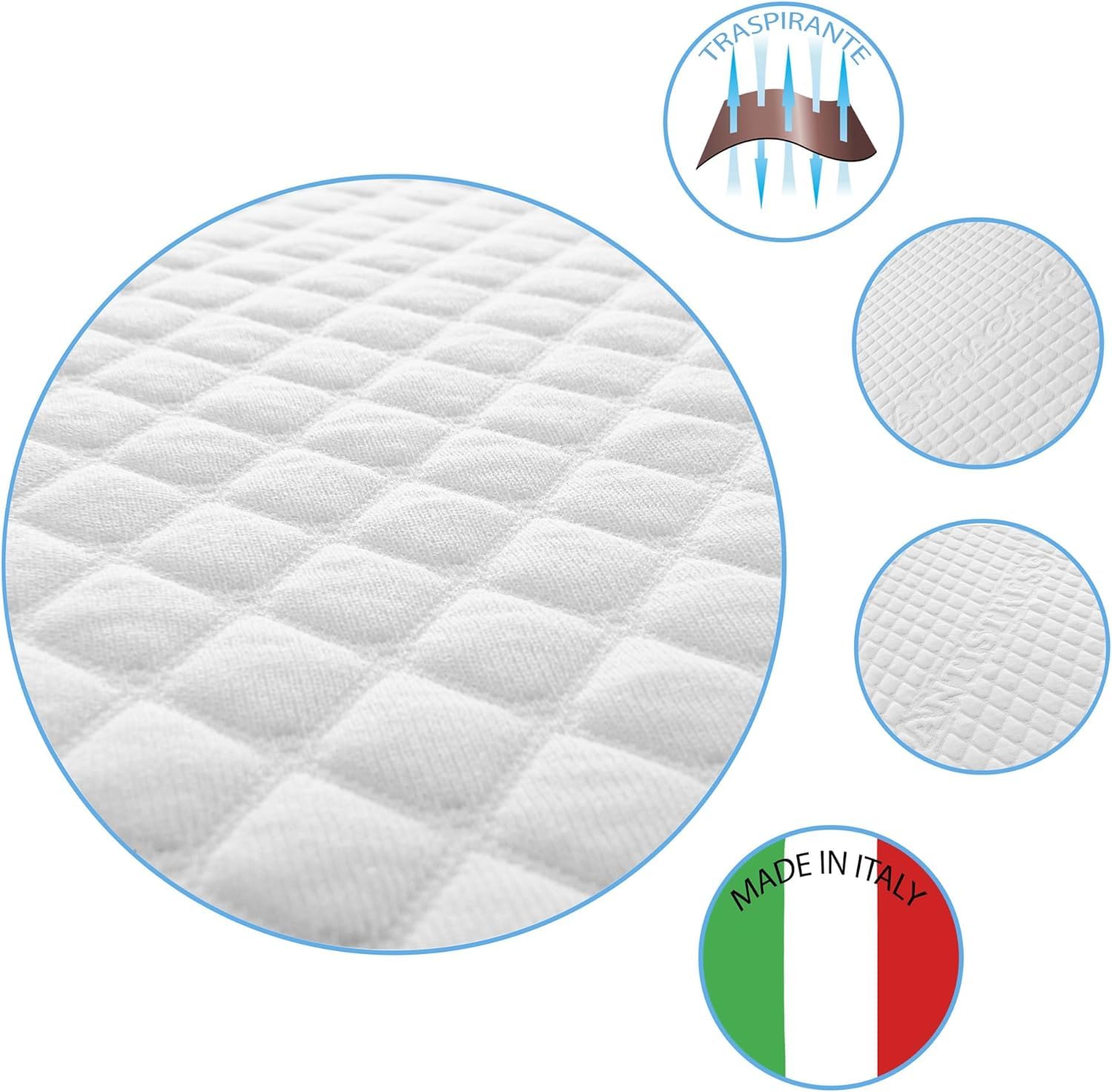 Susanna Home Coprimaterasso EcoPlus Massaggiante Antiacaro Antistress Anallergico Traspirante (2 Piazze 180x200x25)