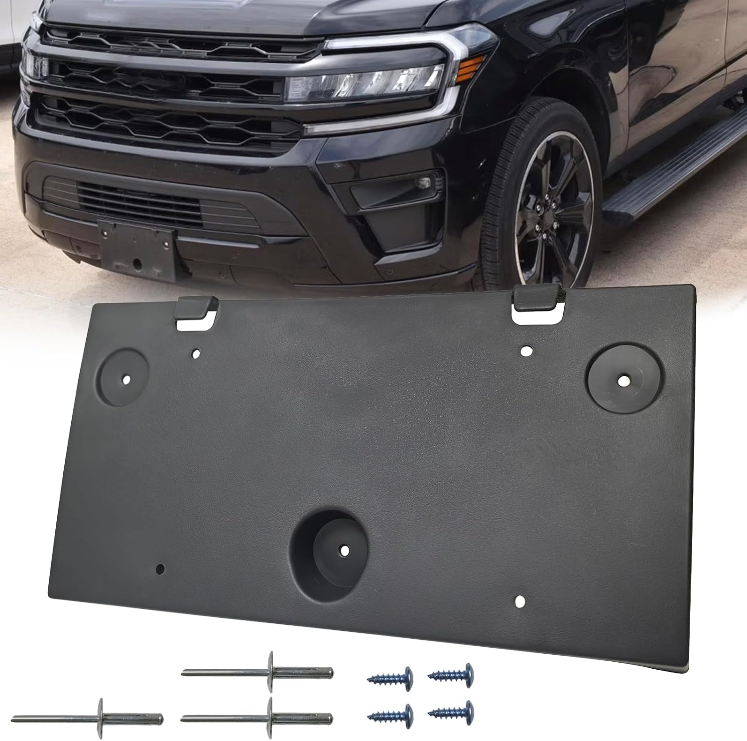 Front License Plate Frame Mounting Bracket Tag Holder Textured Black Fits for Ford Expedition 2022 2023 2024 Replace FO1068194 NL1Z17A385AA