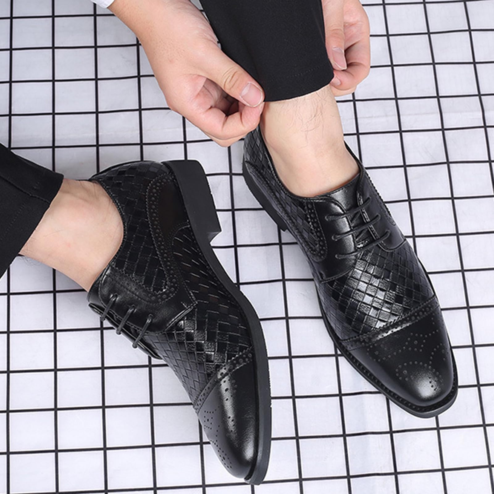 Scarpe Formali da Uomo Stringate Brogue Punta ad Ala Pelle PU