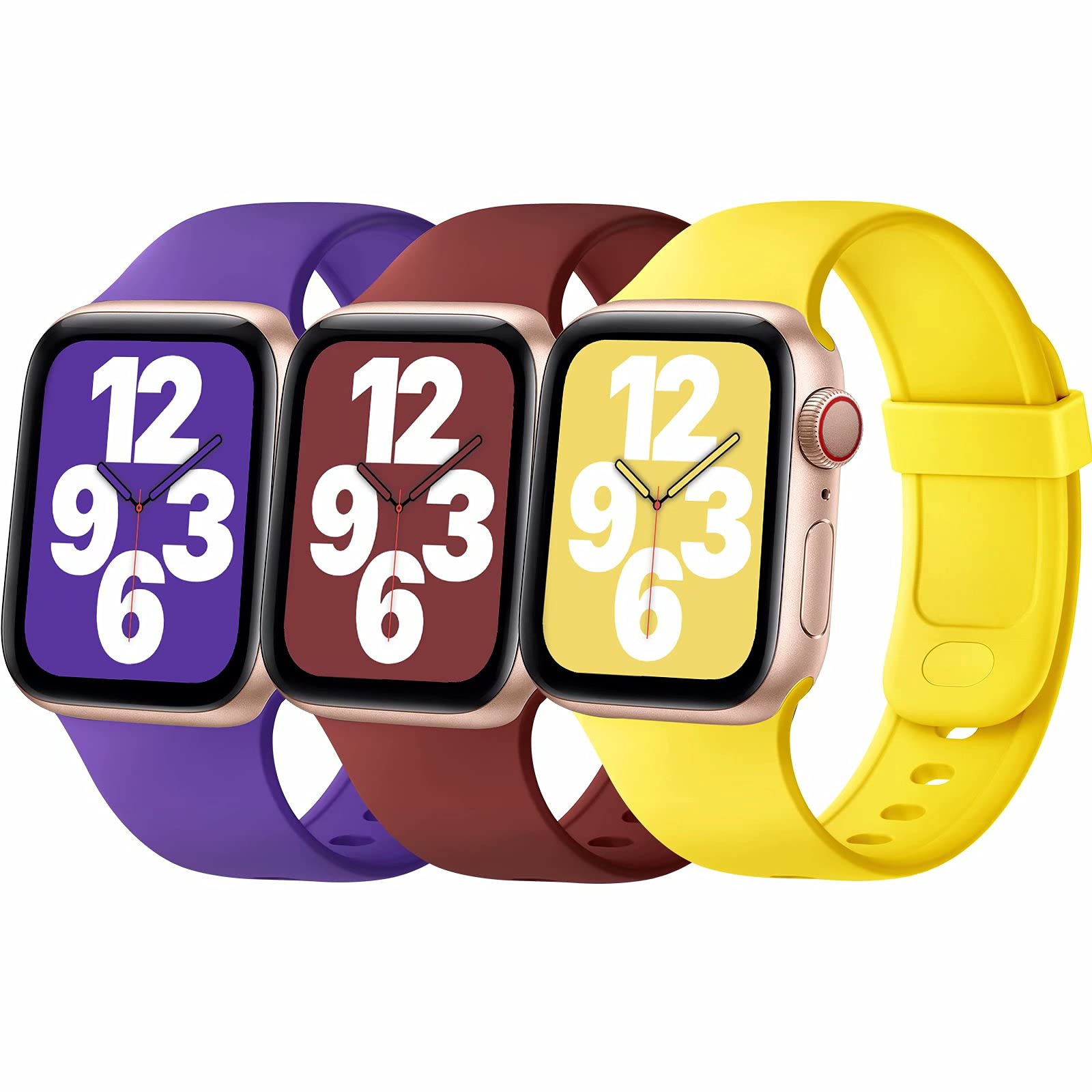 JuQBanke Sport Bands Compatible with Apple Watch Band 38mm 40mm 41mm 42mm 44mm 45mm, Soft Silicone Sport Band Replacement Strap Compatible with iWatch Series SE 7 6 5 4 3 2 1 Women Men (D 42/44/45mm)