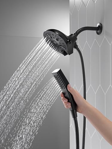 Miniatura 15 de Delta Faucet 5-Spray In2ition - Cabezal de ducha de mano doble 2 en 1 con manguera, cabezal de ducha de mano H2Okinetic con acoplamiento magnético