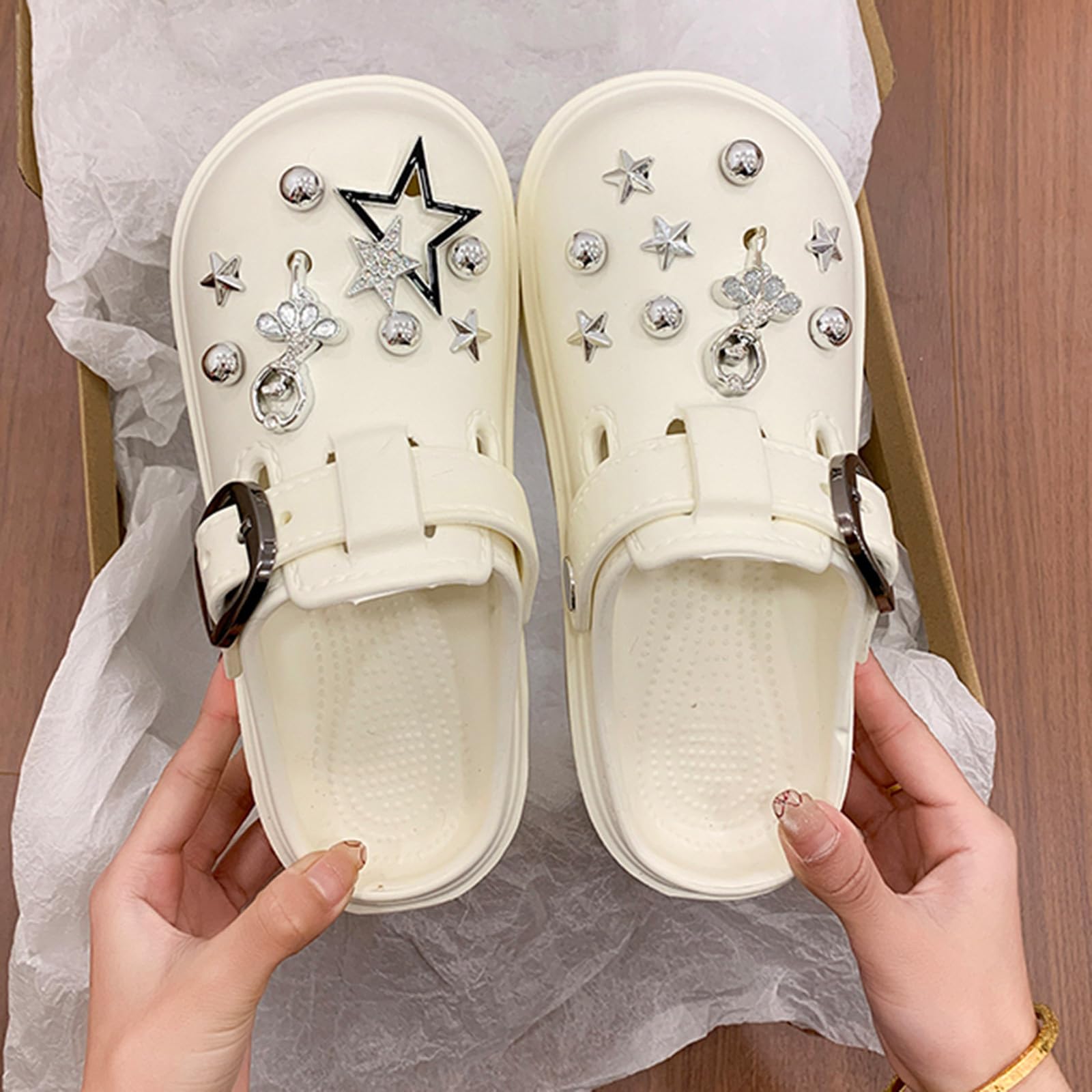 Sliders - Zapatillas de verano con suela gruesa antideslizante para el baño y el ocio