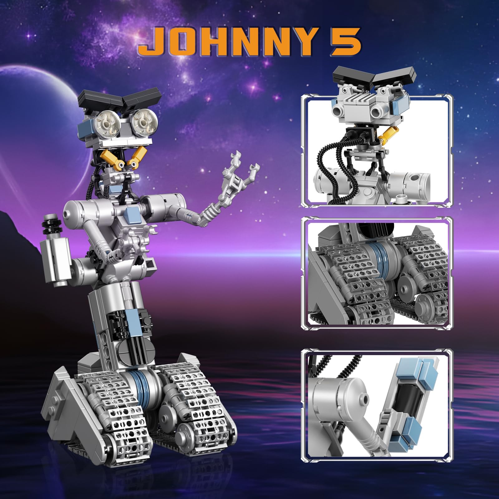 Johnny 5 robot giocattolo da costruzione per ragazzi e ragazze, robot Mecha, compatibile con Lego, Educare STEM dai 6 anni, Halloween (386 pezzi), F-C9225Y01