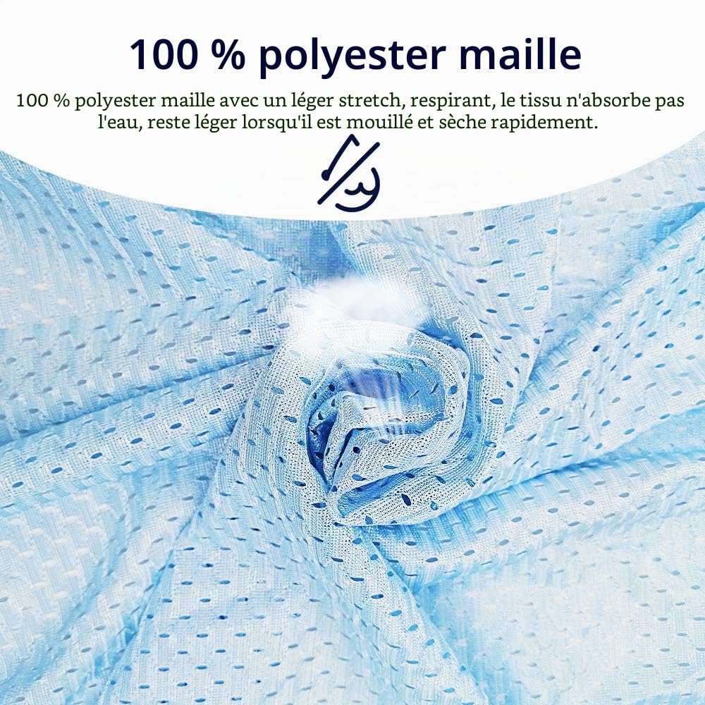 Écharpe de portage réglable pour bébé, anneau aquatique pour bébé, porte-bébé en maille respirante et à séchage rapide, parfait pour l'été, la natation, la piscine, la plage (Bleu clair)