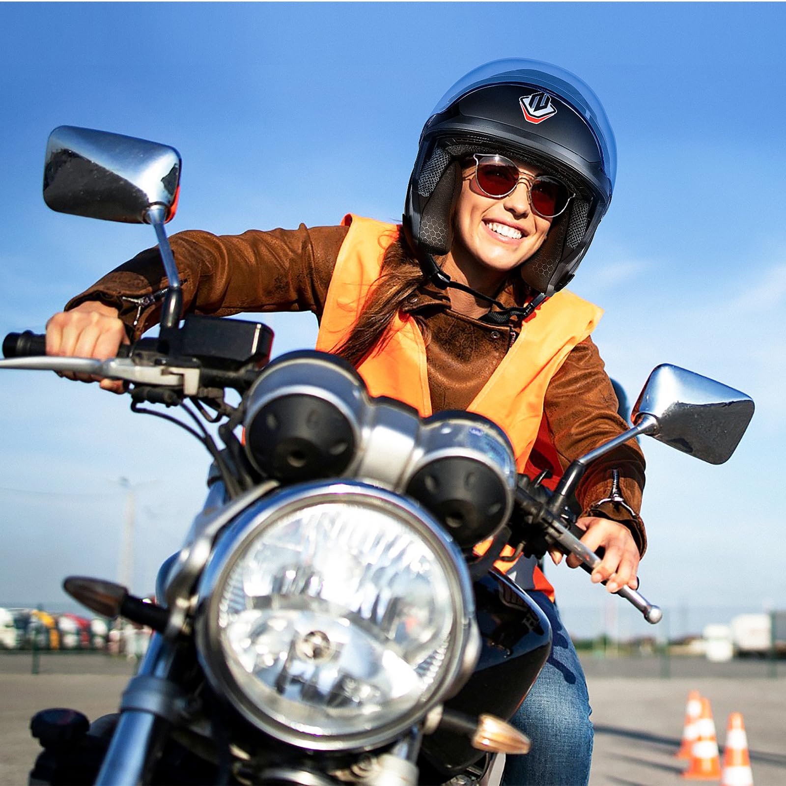 Casque Jet, Casque Moto avec Double Visière Homologué ECE 22 - 06 pour Femme Homme, Casque Scooter à Motifs Multiples