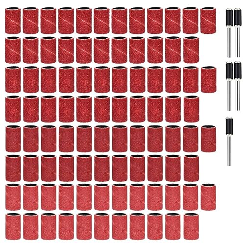 Juego de 97 tambores de lijado para lijadora de tambor, incluye 92 piezas de manguitos de lijado de tambor (60#120#240#320#) y 5 mandriles de tambor