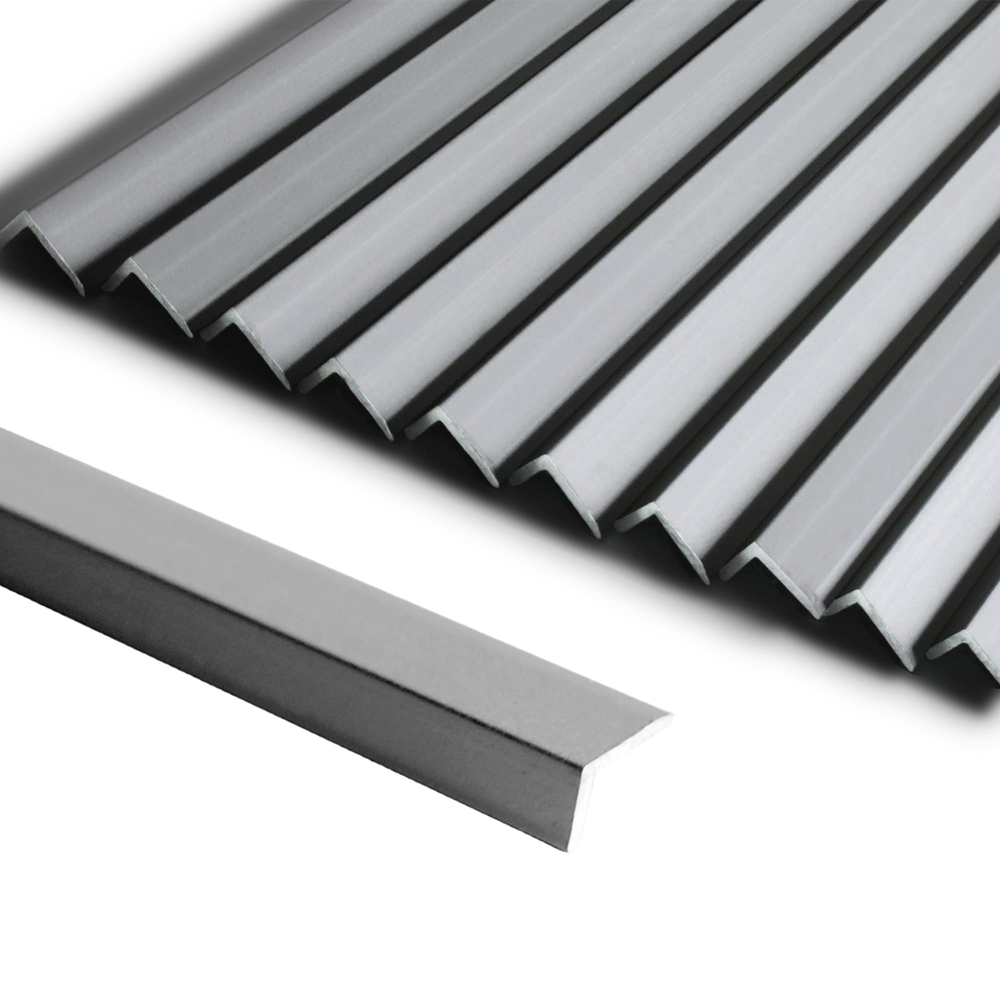 SUNWINGS 10-Pack 12 Inch Peel and Stick Aluminum Tile Trim, Decorative Kitchen Backsplash Trim Edge, Self Adhesive Tile Liner Matte Gray Medium