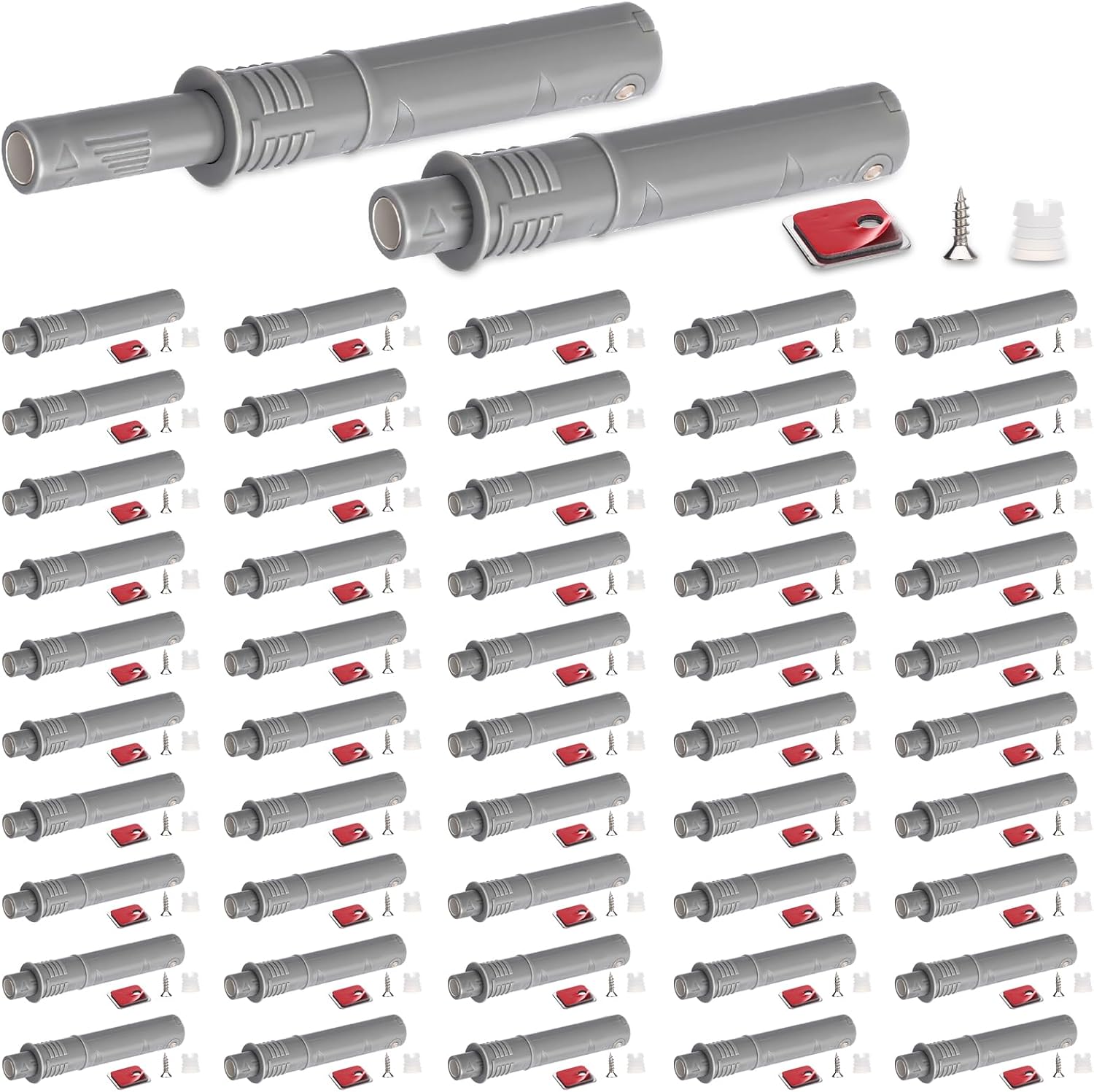 Lounsweer 50 Pack Magnetic Push Latches for Cabinet Door 2.87 Inches Short Push to Open Cabinet Hardware Pop up Lock Magnetic Latch for Closet Cupboard Wine Rack Dresser Drawer Sliding Door(White)