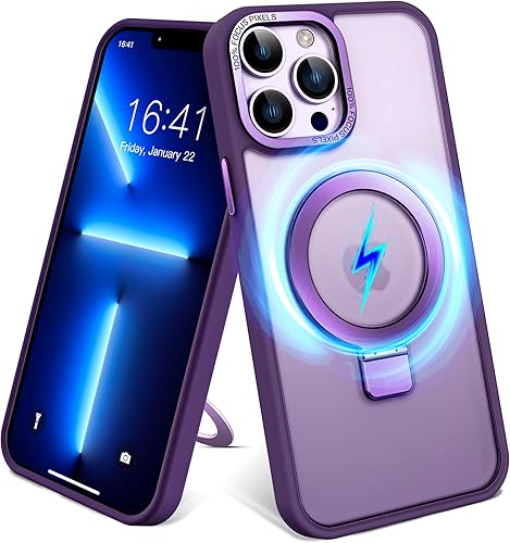 IKARY Funda para iPhone 12 Pro Max con soporte magnético oculto, compatible con Magsafe y protección contra caídas de grado militar, a prueba de