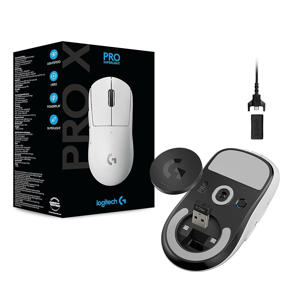 logicool PRO SUPERLIGHT ホワイト ロジクールG Pro X Superlightワイヤレスゲーミングマウス