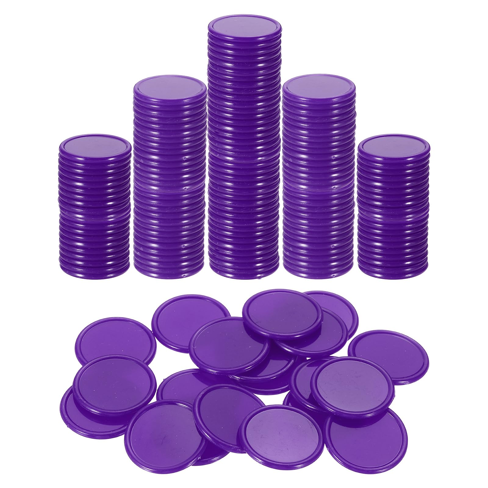 sourcing map 200Pcs 25mm Plastic Poker Chips, Mini Bingo Chips Learning Counters Counting Counters Disks Markers Opaque Game Tokens for Game Play Math Counting, Purple
