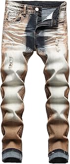 JUNBAOSS Men's Slim Fit Stretch Jeans Ripped Skinny Jeans for Men, Distressed Straight Leg Fashion Comfort Flex Waist Pants