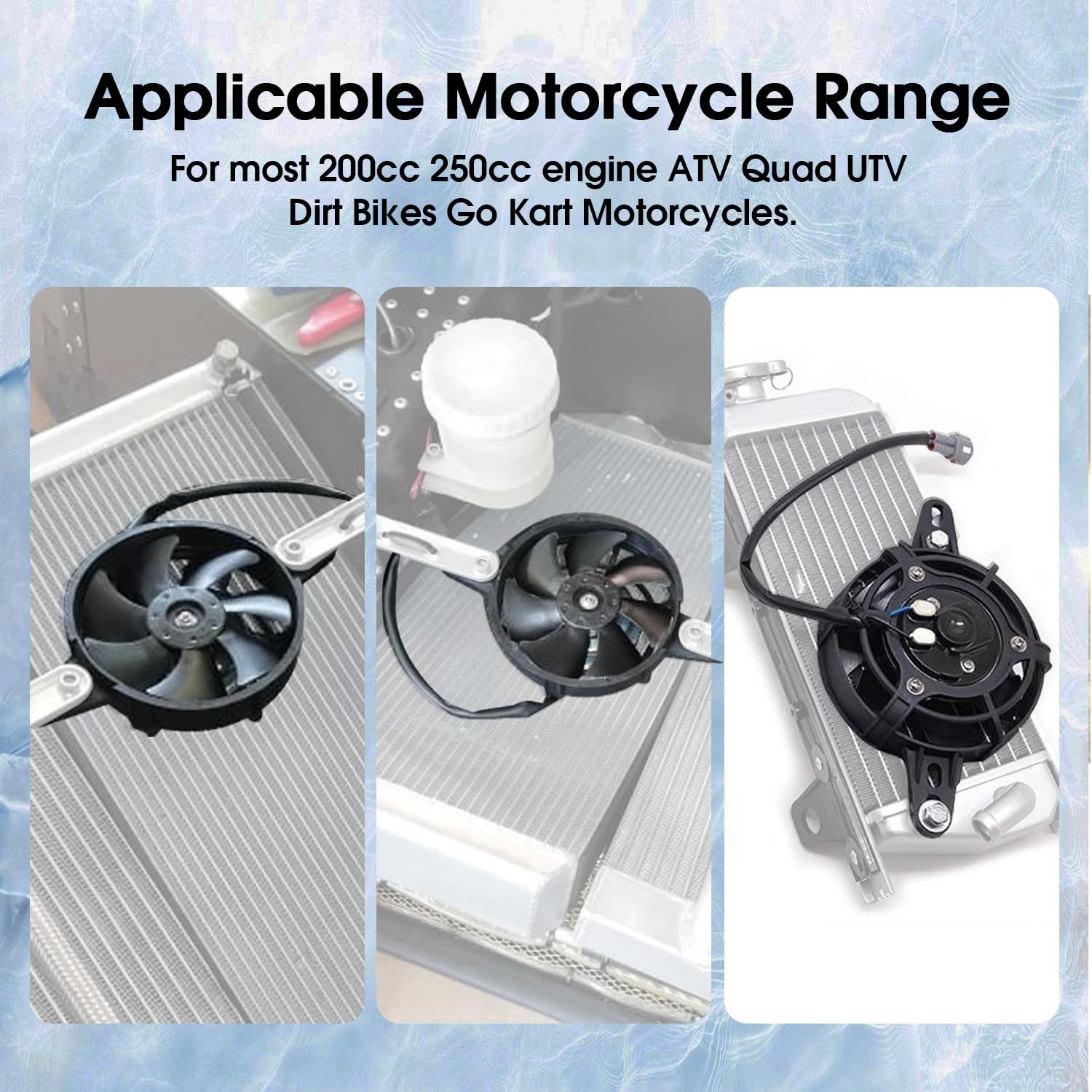 JFG RACING Ventola Raffreddamento Radiatore Moto,Ventola Radiatore Moto 12V per 200cc-250cc Dirt Pit Bike ATV UTV Go Kart Quad Motocross