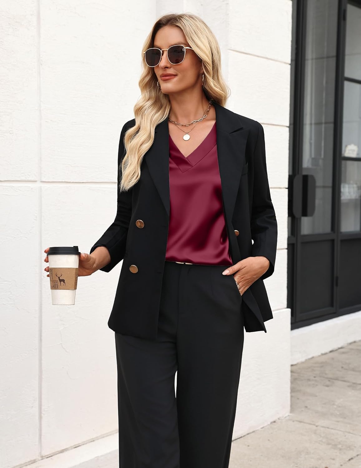 Zeagoo Women's Silk Satin Tank Tops V Neck Casual Camisoles Sleeveless Business Work Blouses Dressy Summer Shirts - Image 4