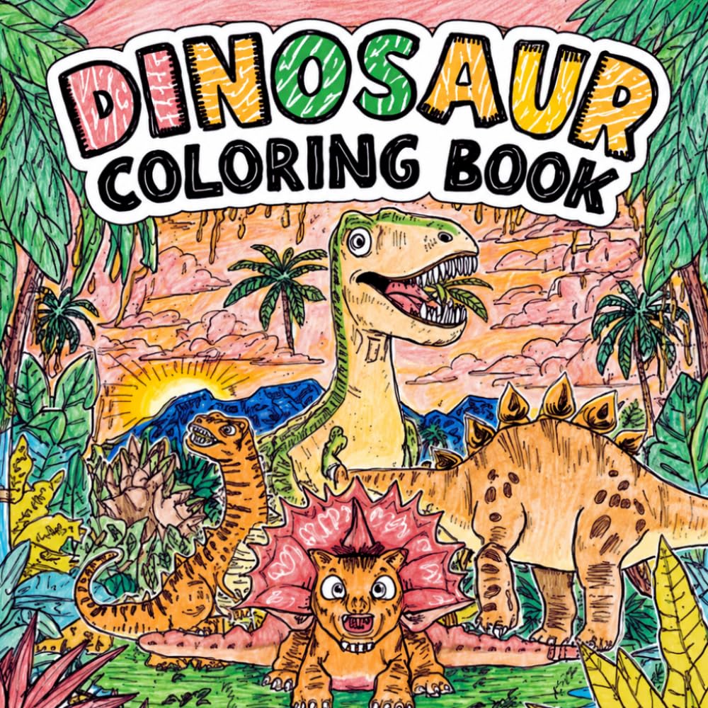 Dinosaur Coloring Book for Kids: Fun and Easy Dino Coloring Pages with Cool Prehistoric Facts for Boys and Girls