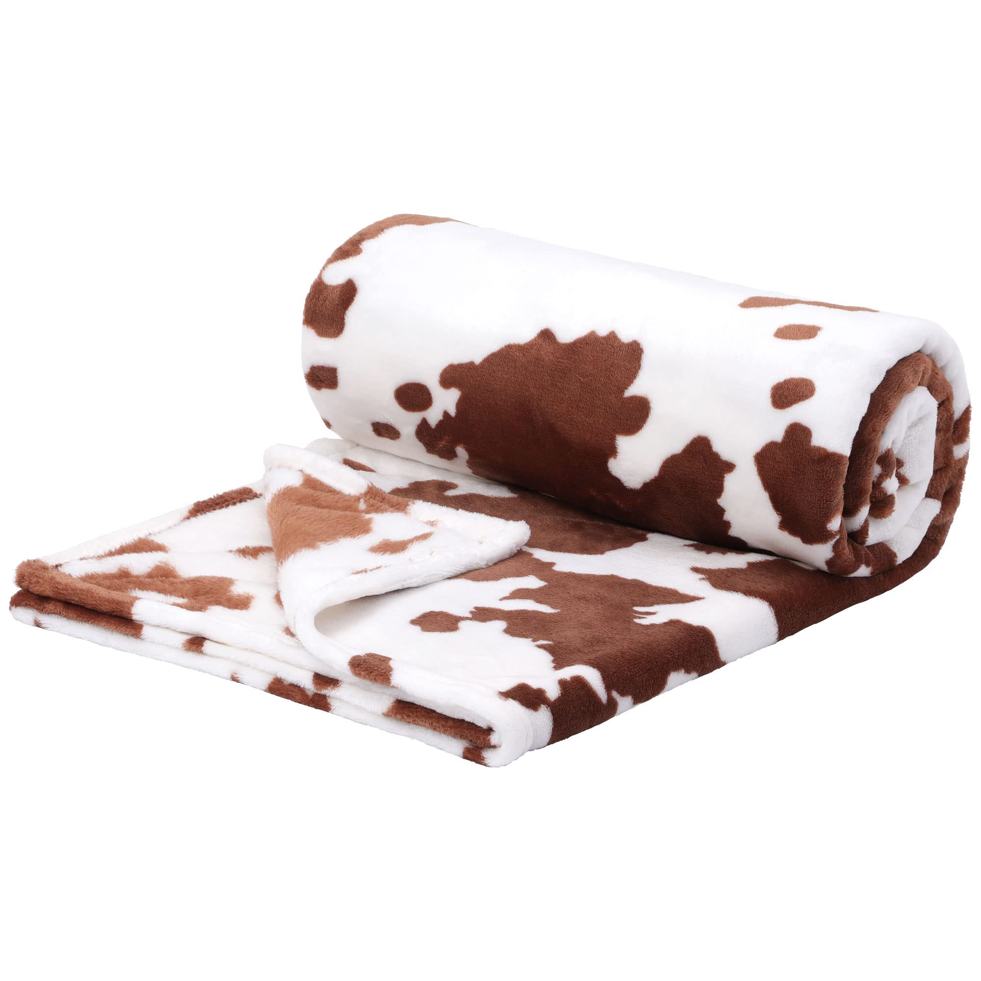 Yiyhuxf Coperta con stampa di mucca, marrone nero, bianco latte, in finta pelliccia, stile occidentale, in pile di flanella, decorativa, per letto, divano, ufficio, 152,4 x 127 cm